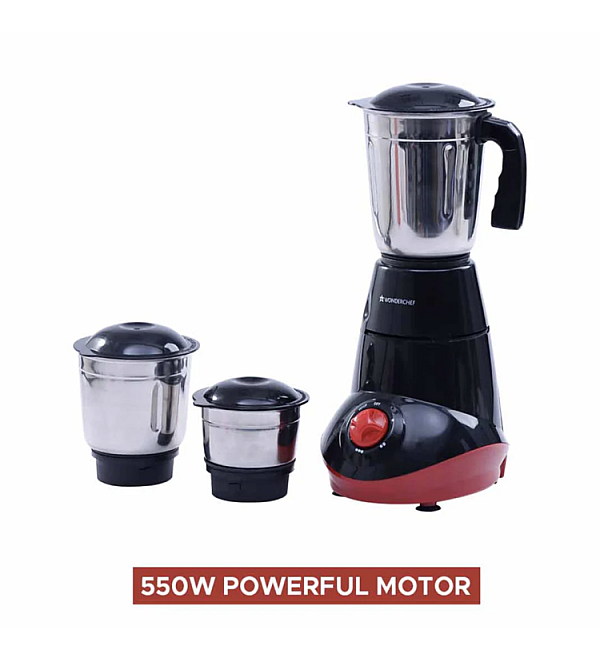 Capri Mixer Grinder 550W, Black & Red, 5 Years Warranty